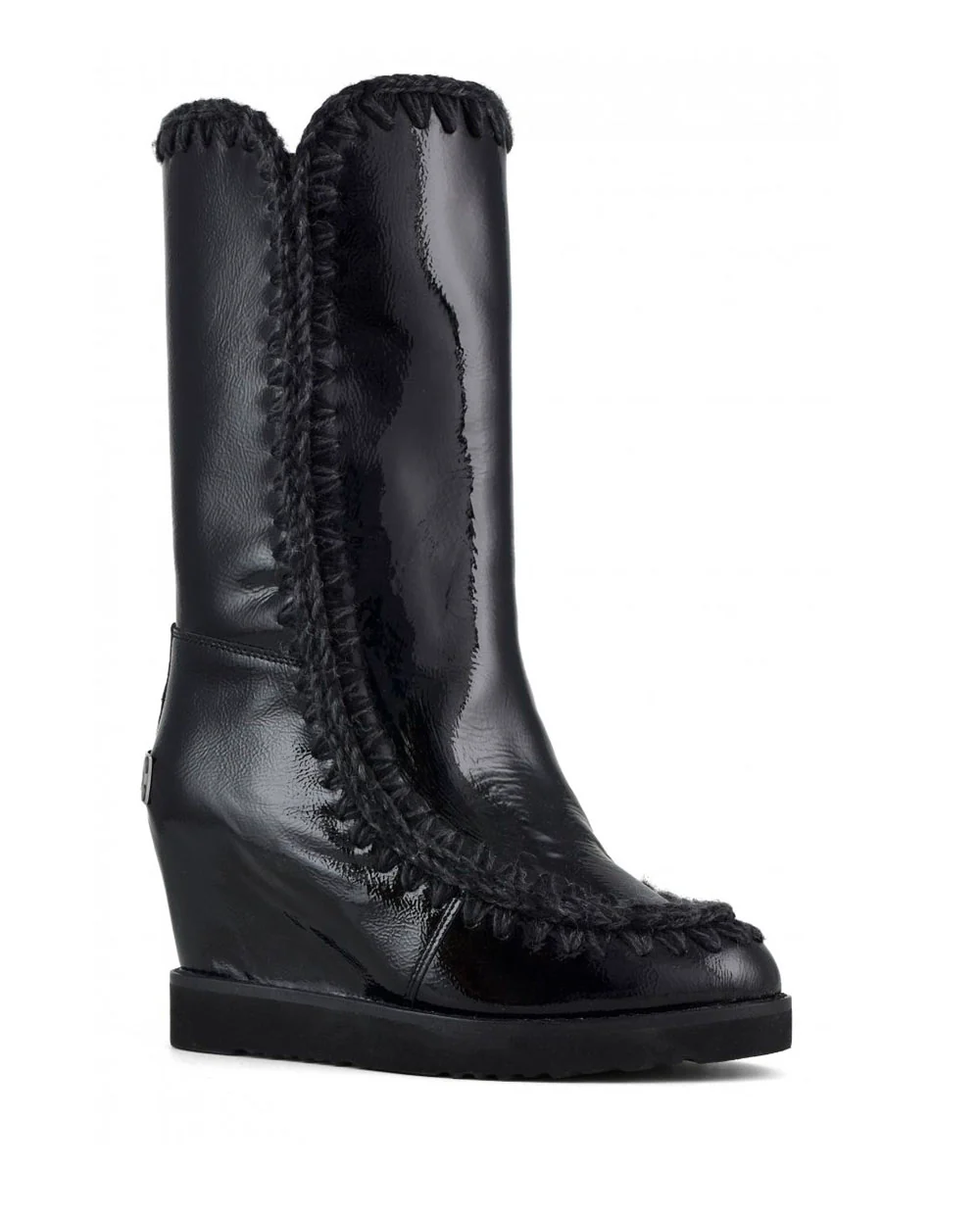 Mou French Toe tall wedge charol negro - Imagen 4