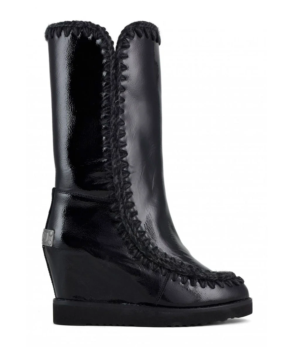 Mou French Toe tall wedge charol negro