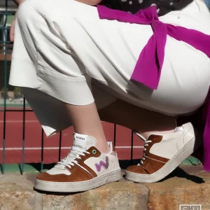 Womsh Circle Leather Sneaker cognac y lavanda